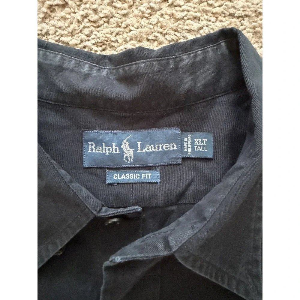 Polo Ralph Lauren Shirt‎ Mens Large Black Twill Long Sleeve Classic Fit XL Tall